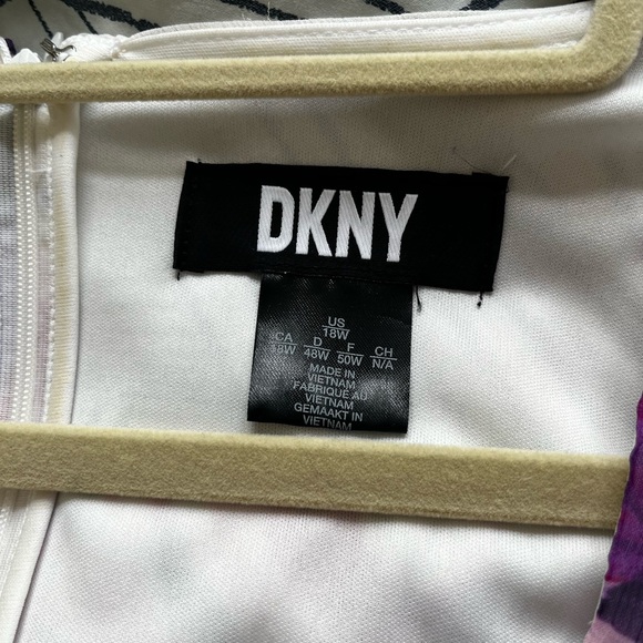 DKNY Women’s Floral-Print Balloon-Sleeve Tie-Waist V-Neck Dress, Size 18W - Picture 7 of 8